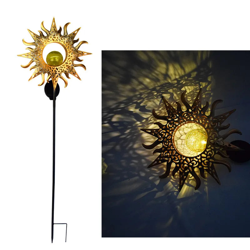Outdoor Solar Lights Garden Crackle Glass Globe Stake Lights Waterproof LED Landscape Lights For Garden Lawn Patio Courtyard
