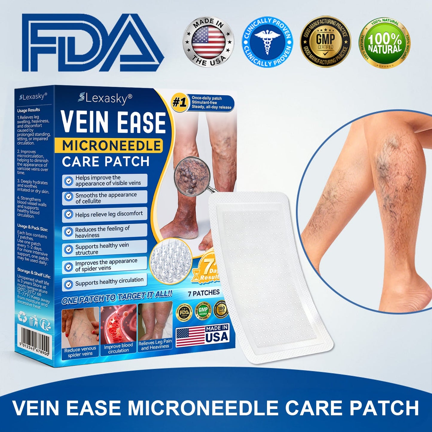 🇺🇸👨‍⚕️✅✅Lexasky® VEIN EASE MICRONEEDLE CARE PATCH⚡Instant Relief, Long-Term Results