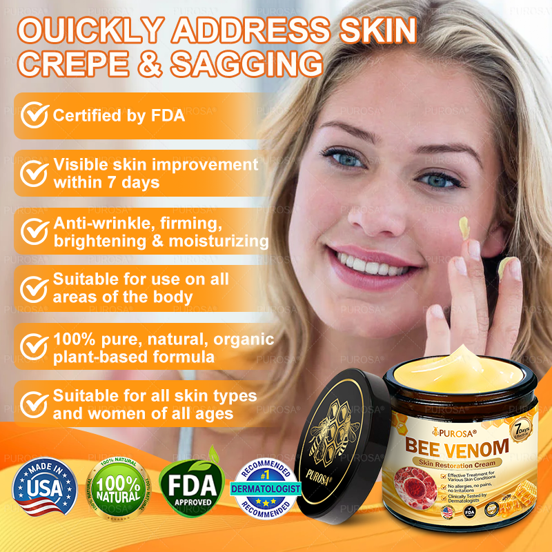 𝑷𝑼𝑹𝑶𝑺𝑨® 𝘽𝙀𝙀 𝙑𝙀𝙉𝙊𝙈 𝙎𝙠𝙞𝙣 𝙍𝙚𝙨𝙩𝙤𝙧𝙖𝙩𝙞𝙤𝙣 𝘾𝙧𝙚𝙖𝙢 – 🌸Targets Sagging Skin, Fine Lines, and Loss of Firmness on Chest, Neck & Body | Lifts & Firms Naturally 🔥 LAST DAY: 80% OFF!