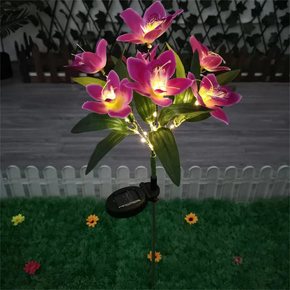 Solar Orchid Lights LED landscape Lamp Outdoor Waterproof Lawn Lamp for Villa Aisle Corridor Garden Holiday Christmas Decoration