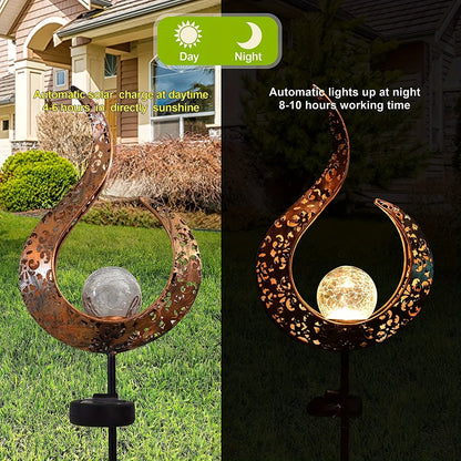 Outdoor Solar Lights Garden Crackle Glass Globe Stake Lights Waterproof LED Landscape Lights For Garden Lawn Patio Courtyard