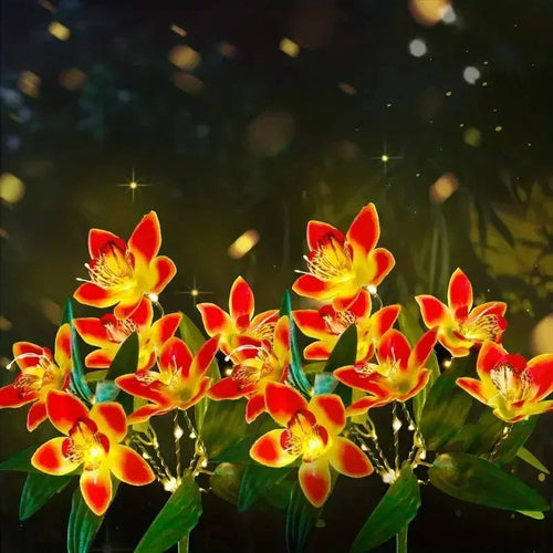 Solar LED Lawn Lamp Artificial Orchid Garden Summer Decor Outdoor Solar Landscape Ground Lights for Wedding Camping Decoration
