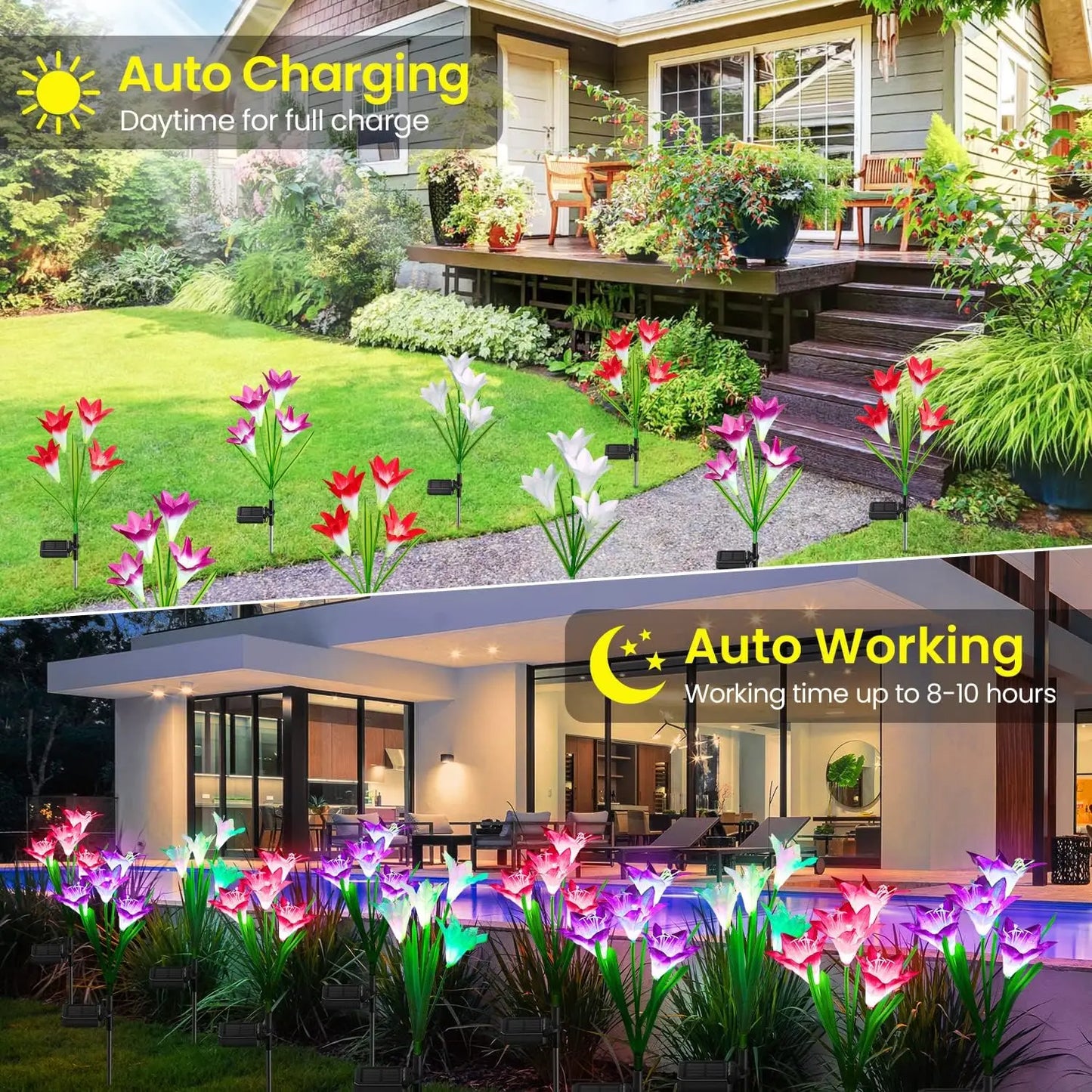 Outdoor Solar Lights Solar Garden Lawn Lights Bigger Lily Flowers landscape lighting for Outdoor Patio Yard Garden Decoration