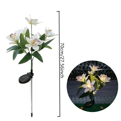 Solar Lights Outdoor Garden Decorative Flowers Waterproof Solar Orchid Flowers Light LED Solar Powered Landscape Lights for Yard