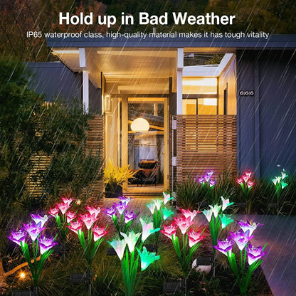 Outdoor Solar Lights Solar Garden Lawn Lights Bigger Lily Flowers landscape lighting for Outdoor Patio Yard Garden Decoration