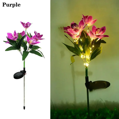 Garden Summer Decor LED Lawn Lamp Artificial Orchid Solar Landscape Ground Lights for Home Camping Wedding Party Decoration