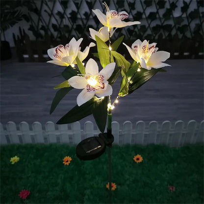 Solar Orchid Lights LED landscape Lamp Outdoor Waterproof Lawn Lamp for Villa Aisle Corridor Garden Holiday Christmas Decoration
