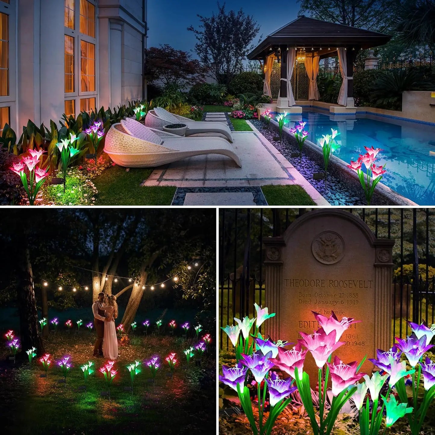Outdoor Solar Lights Solar Garden Lawn Lights Bigger Lily Flowers landscape lighting for Outdoor Patio Yard Garden Decoration