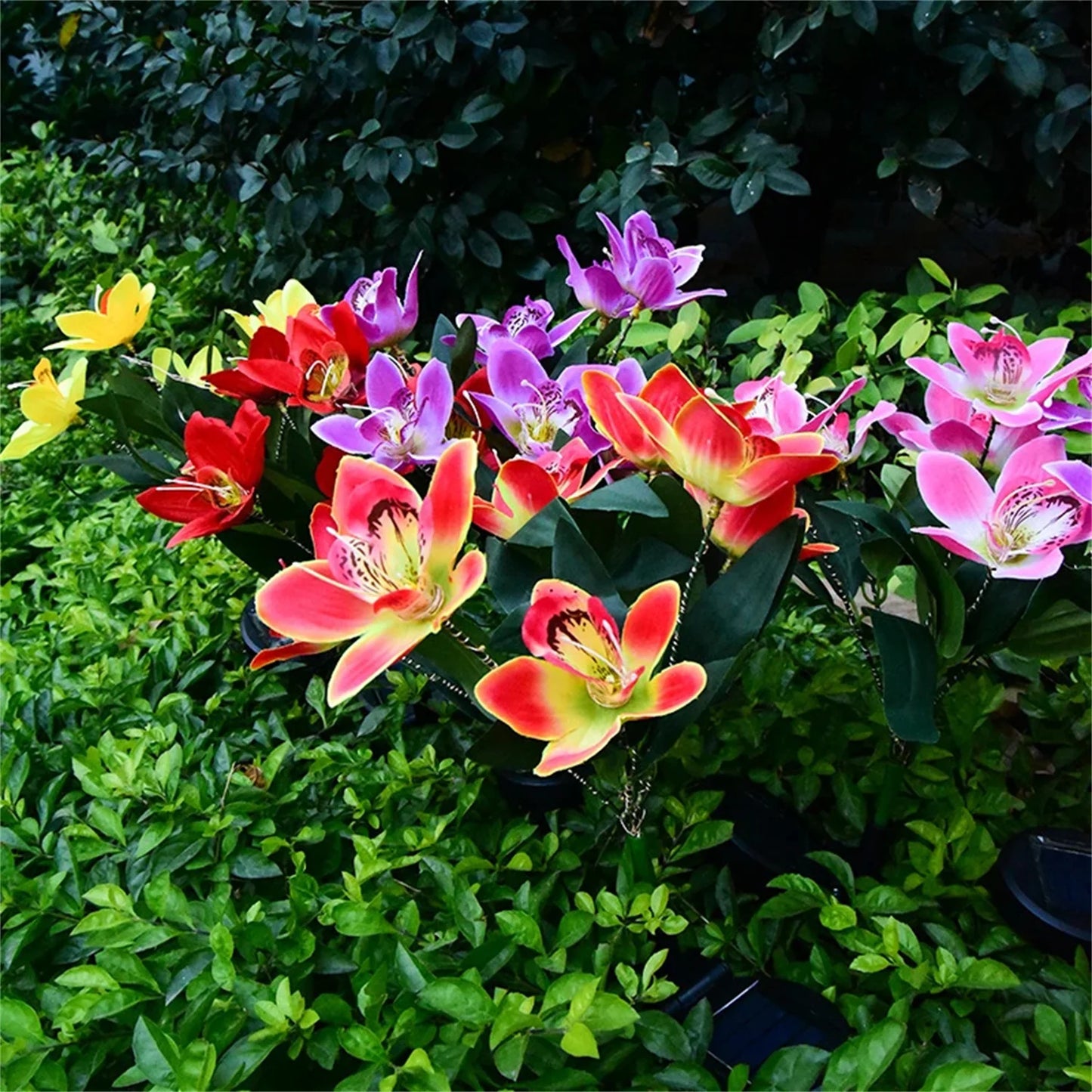 Solar Orchid Lights LED landscape Lamp Outdoor Waterproof Lawn Lamp for Villa Aisle Corridor Garden Holiday Christmas Decoration