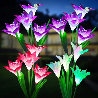 Outdoor Solar Lights Solar Garden Lawn Lights Bigger Lily Flowers landscape lighting for Outdoor Patio Yard Garden Decoration