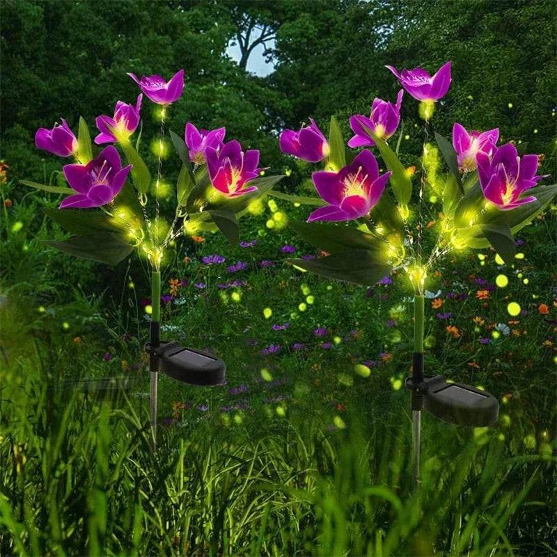 Garden Summer Decor LED Lawn Lamp Artificial Orchid Solar Landscape Ground Lights for Home Camping Wedding Party Decoration