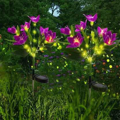 Garden Summer Decor LED Lawn Lamp Artificial Orchid Solar Landscape Ground Lights for Home Camping Wedding Party Decoration