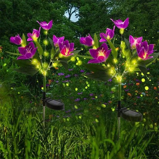 Garden Summer Decor LED Lawn Lamp Artificial Orchid Solar Landscape Ground Lights for Home Camping Wedding Party Decoration