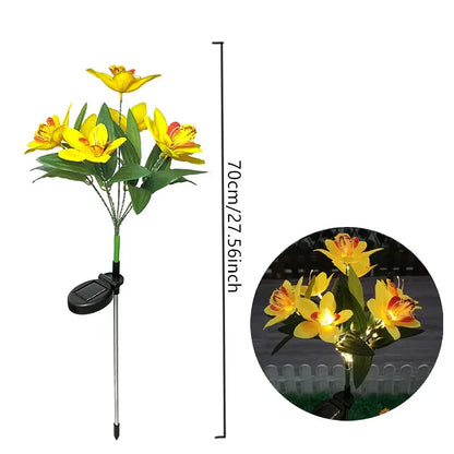 Solar Lights Outdoor Garden Decorative Flowers Waterproof Solar Orchid Flowers Light LED Solar Powered Landscape Lights for Yard