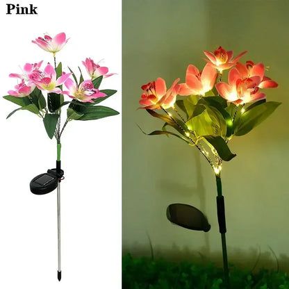 Garden Summer Decor LED Lawn Lamp Artificial Orchid Solar Landscape Ground Lights for Home Camping Wedding Party Decoration