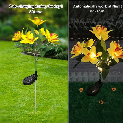 Solar Orchid Lights LED landscape Lamp Outdoor Waterproof Lawn Lamp for Villa Aisle Corridor Garden Holiday Christmas Decoration
