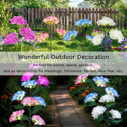 Solar Lights Outdoor Garden Light Waterproof Solar Garden Lights with Hydrangea Flower Lights LED Solar Powered Landscape Lights