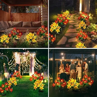 Garden Summer Decor LED Lawn Lamp Artificial Orchid Solar Landscape Ground Lights for Home Camping Wedding Party Decoration