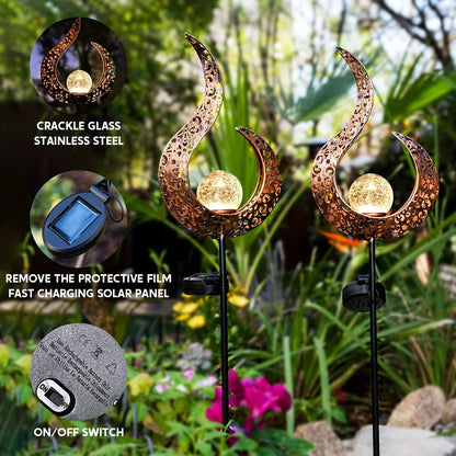 Outdoor Solar Lights Garden Crackle Glass Globe Stake Lights Waterproof LED Landscape Lights For Garden Lawn Patio Courtyard