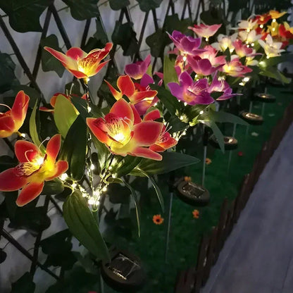 Garden Summer Decor LED Lawn Lamp Artificial Orchid Solar Landscape Ground Lights for Home Camping Wedding Party Decoration